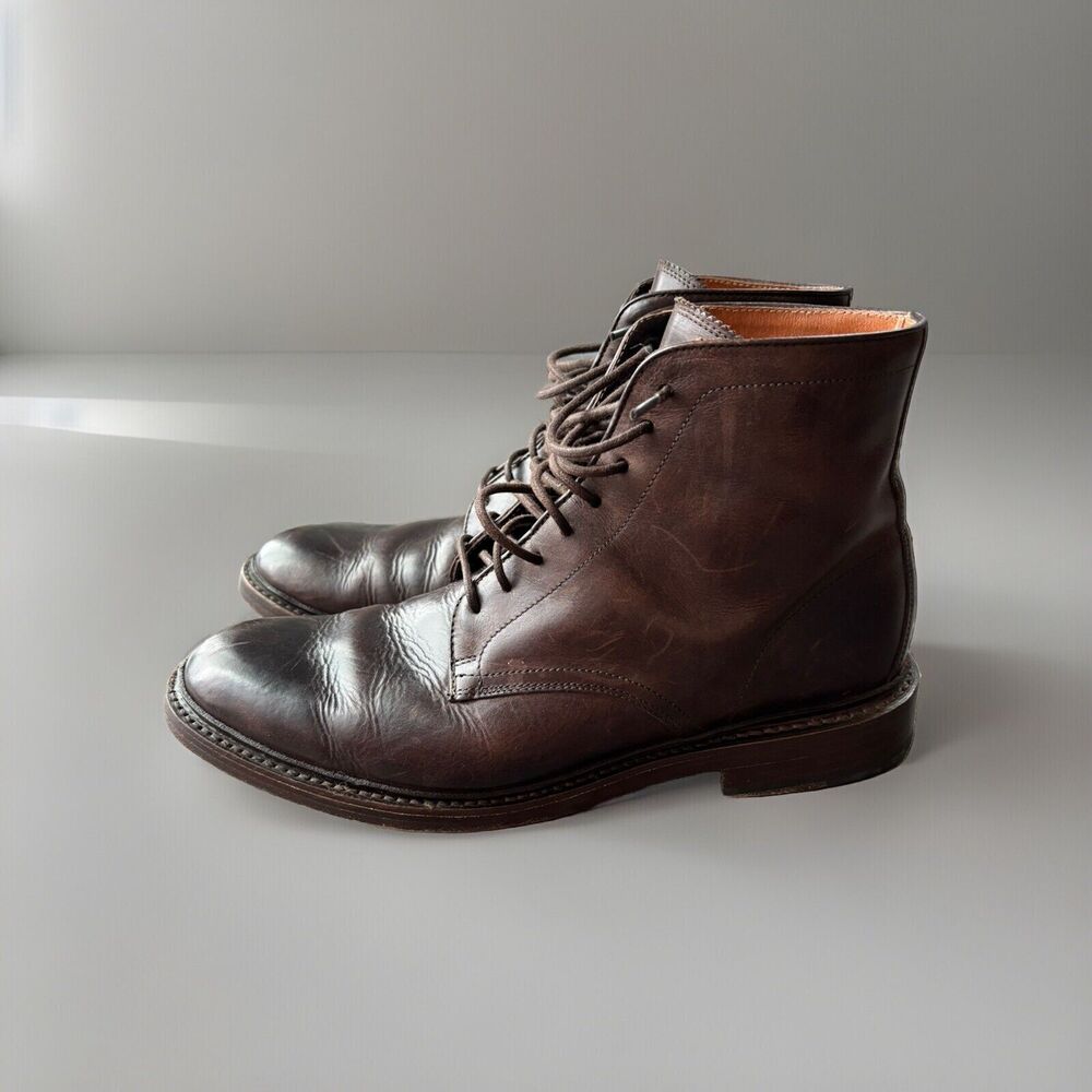 Frye Tyler Lace Up Distressed Boots Mens 8.5 Classic Round Toe Brown